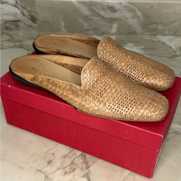 Womens Sesto Meucci Backless Woven Leather Slide Mules Tan Size 10 Gently Used - Picture 4 of 8